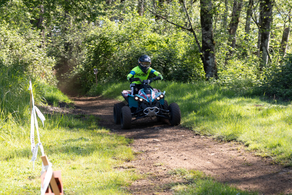 NXgen racer coming through the back section of Washougal race track